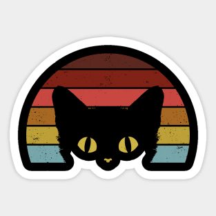 Retro Vintage Sunset Black Cat Funny Gift Sticker